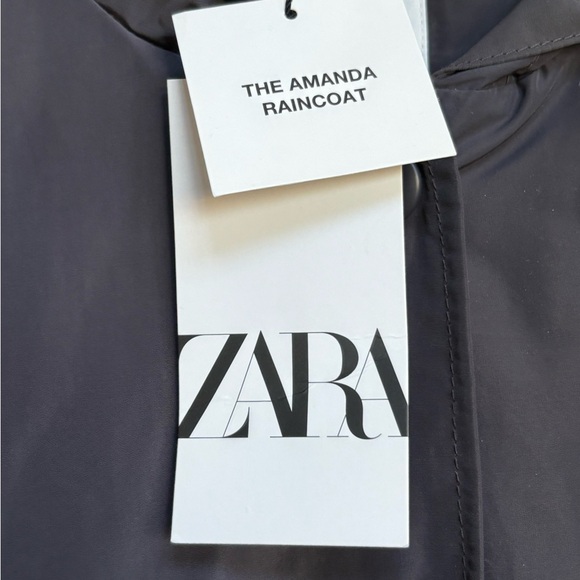 NWT Zara The Amanda Oversized Charcoal Gray Hooded Raincoat Jacket M/L - Picture 12 of 14